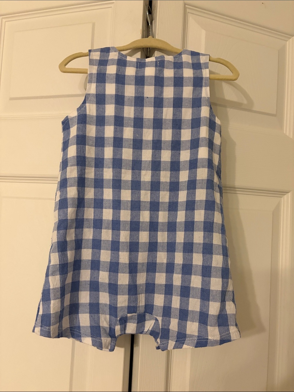Mud Pie Boys Blue & White Checked Golf Cart Embroidered One-Piece Romper 12-18 - Picture 5 of 10